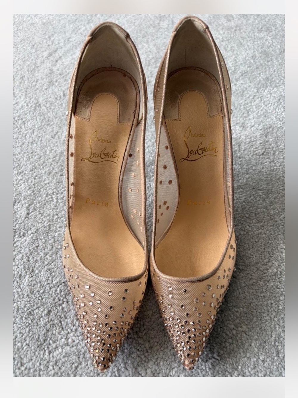 Christian Louboutin Rose Nude Crystal Pointed-Toe Pumps